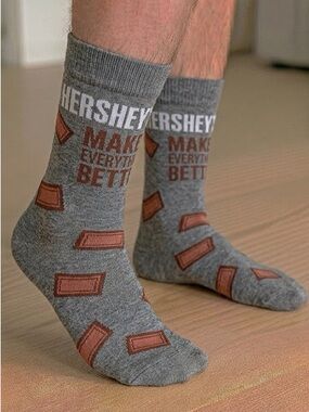 Hersheys Chocolate Bars Men’s Crew shoe size 6-12  Candy Funny gray brown new